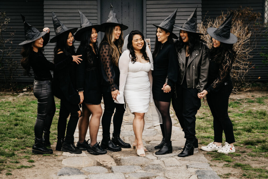 spooky downtown salem massachusetts bachelorette photoshoot at the witch house