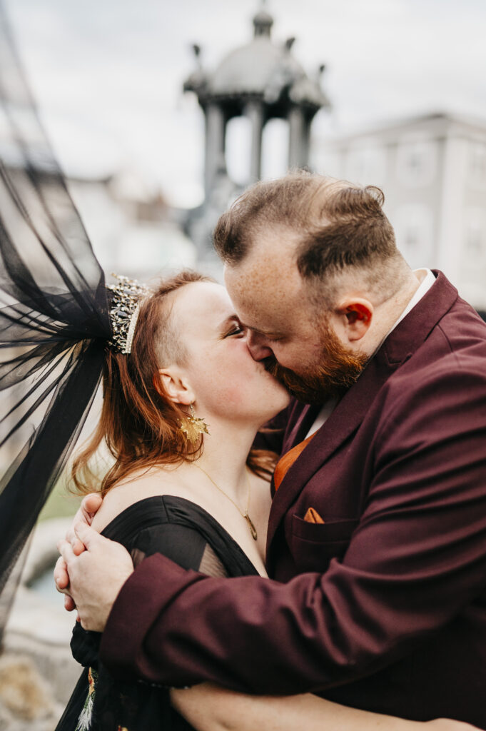 elopement photography at the Satanic Temple in Salem Massachusetts