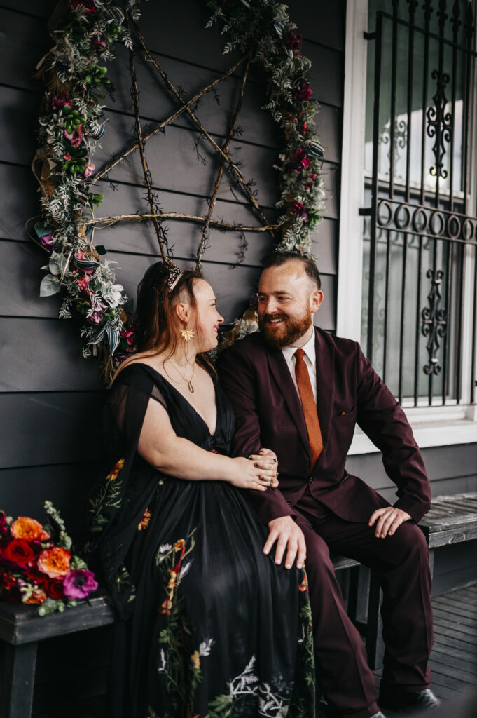 elopement photography at the Satanic Temple in Salem Massachusetts