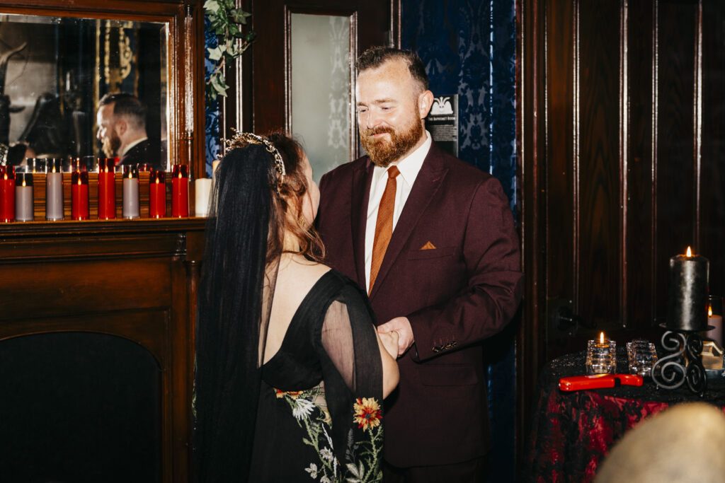 elopement photography at the Satanic Temple in Salem Massachusetts