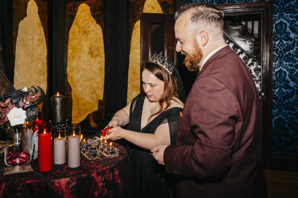 elopement photography at the Satanic Temple in Salem Massachusetts