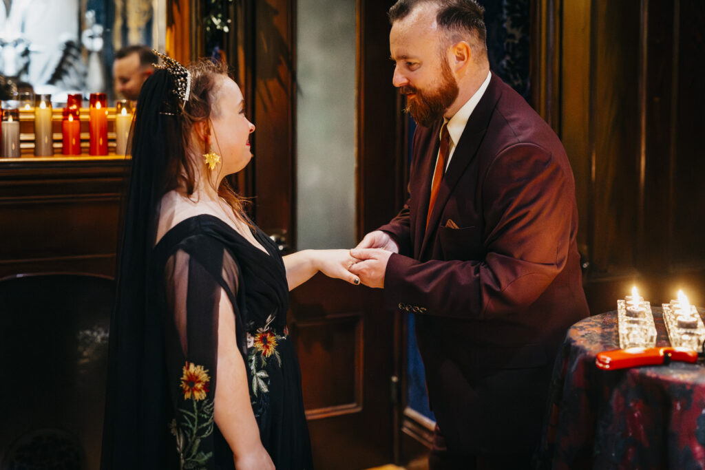 elopement photography at the Satanic Temple in Salem Massachusetts