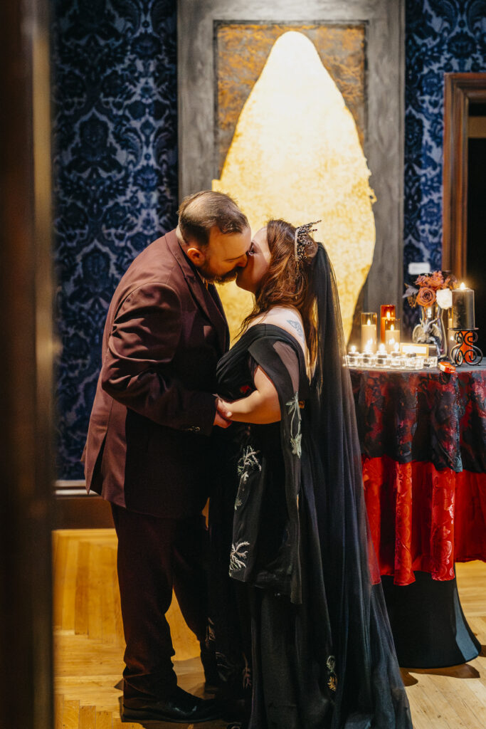 elopement photography at the Satanic Temple in Salem Massachusetts