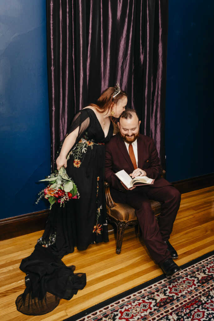 elopement photography at the Satanic Temple in Salem Massachusetts